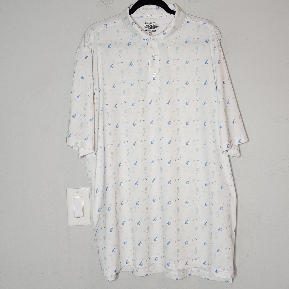 Straight Down Mermaid Printed performance golf polo shirt. Size XXL - Picture 7 of 16